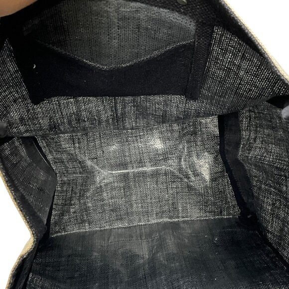 Apolis Jute Market Bag Tall Black Hamilton Bermuda Leather Handles - Picture 9 of 10